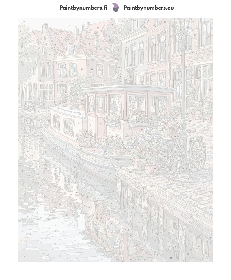 Numbered canvas - Canal Boat and Bicycle 40x50cm