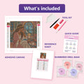 Thumbnail for What is included in the Candle beside the Sacred Window diamond painting kit - adhesive canvas, reference sheet, tools and numbered drill bags