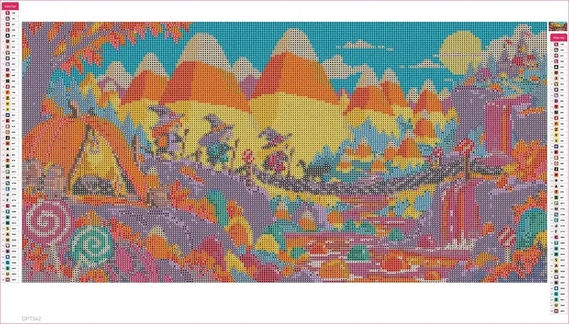 Diamond painting adhesive canvas preview - Candy Corn Mountain Expedition