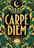 Thumbnail for Art deco Carpe Diem poster paint by numbers, green, gold and black