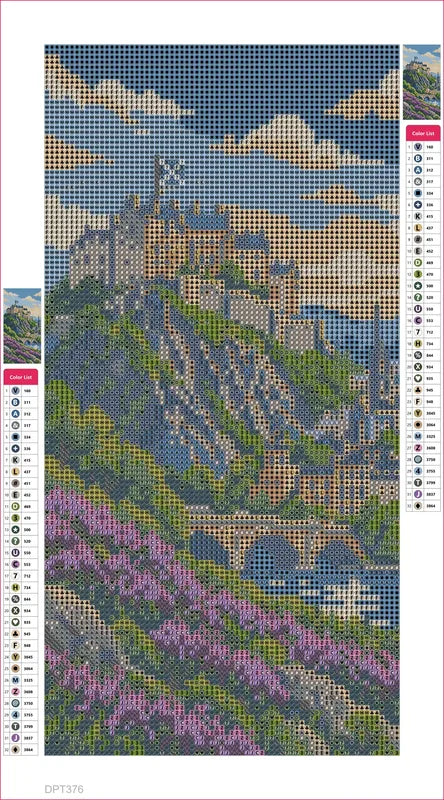 Diamond painting adhesive canvas preview - Castle above the Heather