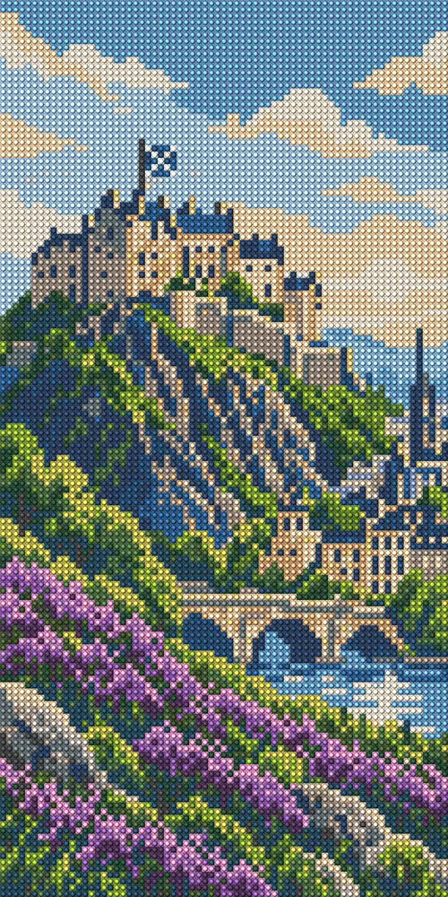 Castle above the Heather, 20x40 cm diamond painting – full design preview without the close-up inset