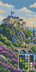 Thumbnail for Castle above the Heather, 20x40 cm diamond painting – finished design preview with a close-up of round drills