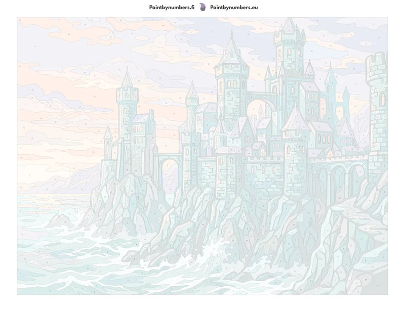 Paint by numbers numbered canvas - Castle on Rocky Coast 80x60cm