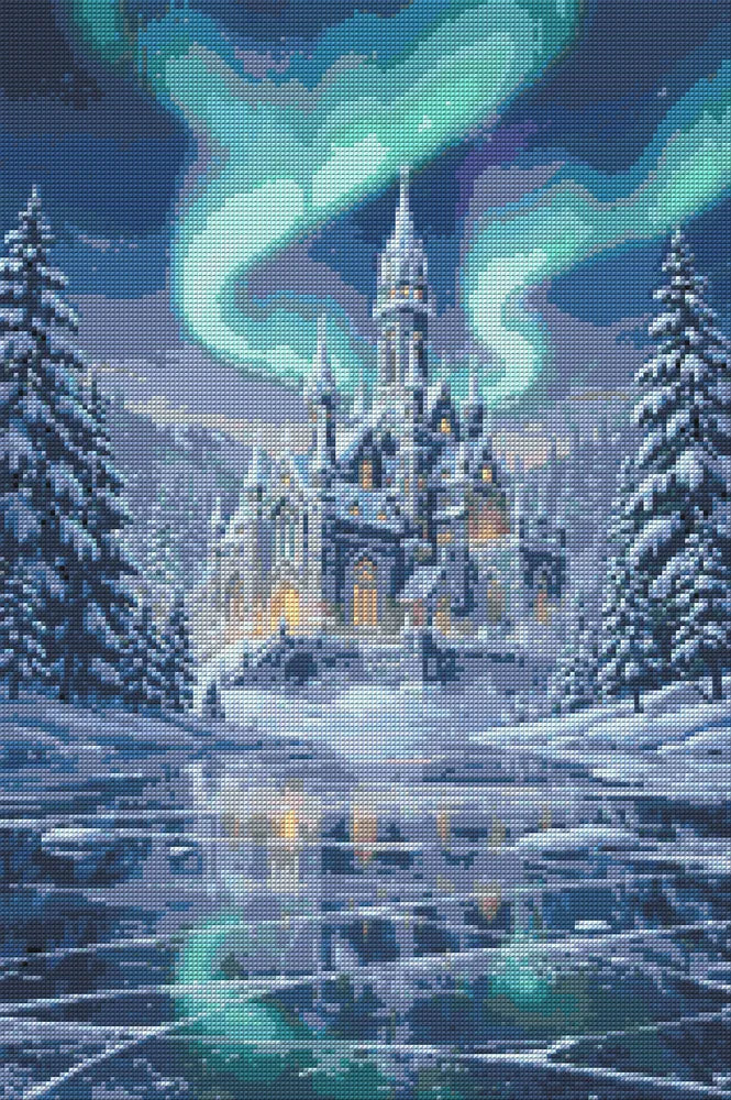 Diamond Pattern - Castle Under Aurora