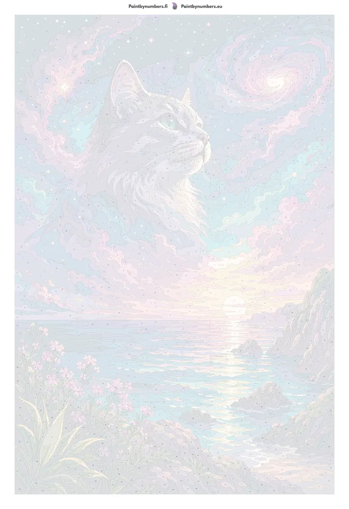 Numbered canvas - Cat Galaxy Sunset 40x50cm