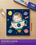 Thumbnail for Illustration of the completed paint by numbers - Cat in Spaceship 50x50cm