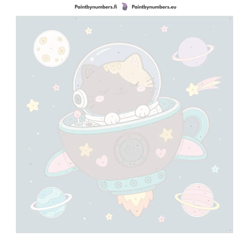 Numbered canvas - Cat in Spaceship 50x50cm