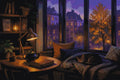 Thumbnail for Cat on window bench at dusk paint by numbers.