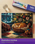 Thumbnail for Finished paint by numbers mockup - Cat Sleeping Under Christmas Tree 50x40cm