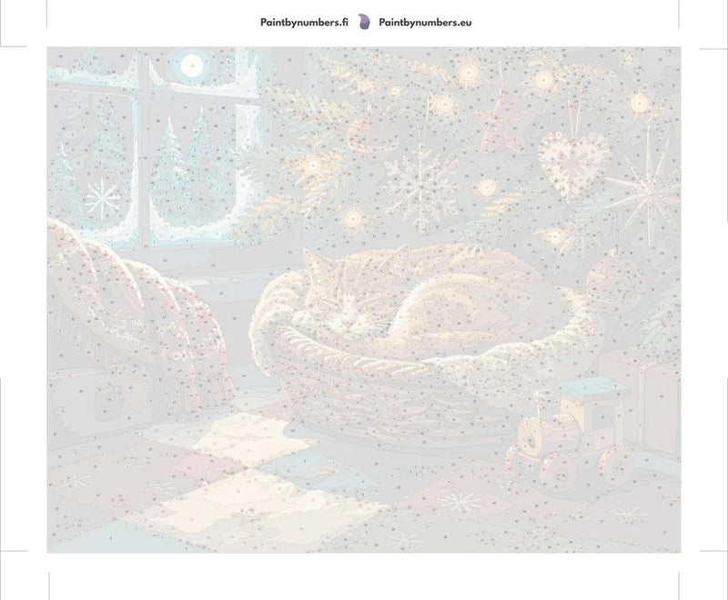 Paint by numbers numbered canvas - Cat Sleeping Under Christmas Tree 50x40cm