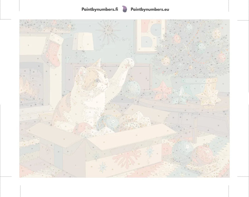 Paint by numbers numbered canvas - Cat with Christmas Ornaments 40x30cm