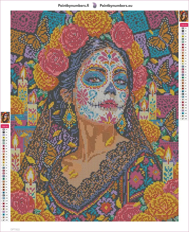 Diamond painting adhesive canvas preview - Catrina Day of the Dead