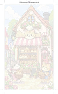Thumbnail for Paint by numbers numbered canvas - Cats at Bakery Shop 40x70cm