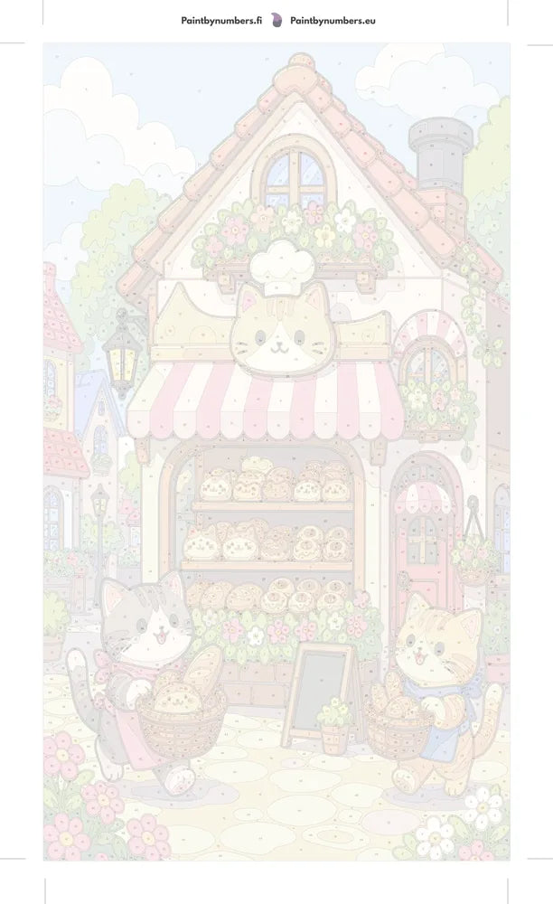 Paint by numbers numbered canvas - Cats at Bakery Shop 40x70cm