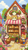 Thumbnail for Two illustrated cats at bakery shop paint by numbers