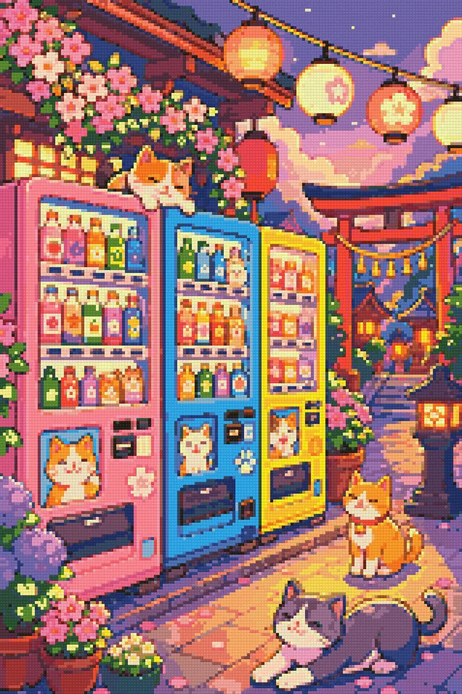 Diamond motif - Cats at Vending Machines