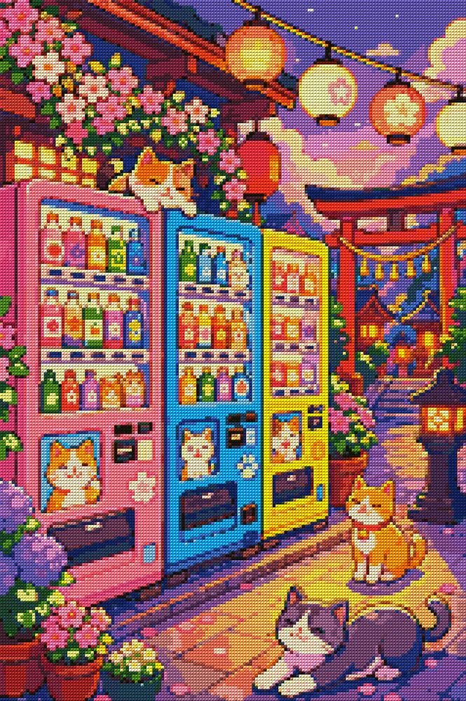 Diamond motif - Cats at Vending Machines