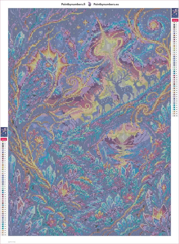 Diamond painting adhesive canvas preview - Celestial Owl and Starlit Deer