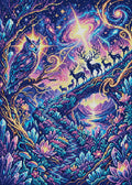 Thumbnail for Celestial Owl and Starlit Deer, 50x70 cm diamond painting – full design preview without the close-up inset