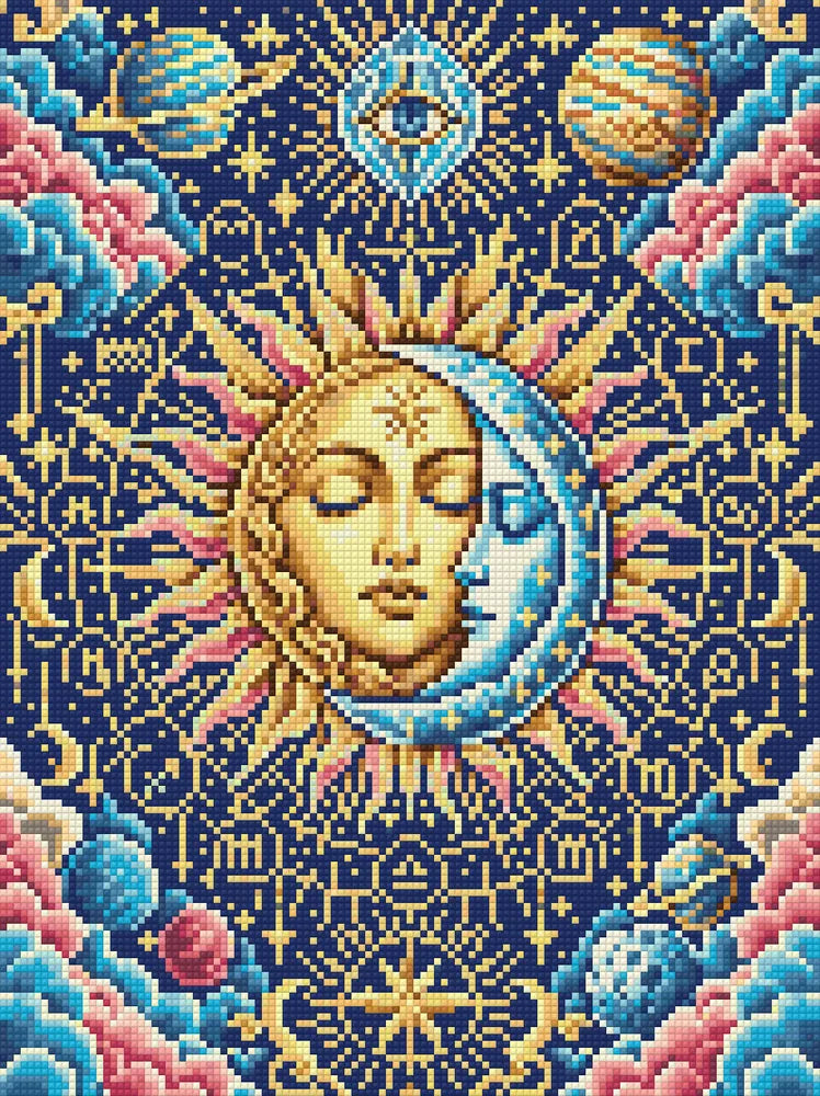 Celestial Sun and Moon Tarot, 30x40 cm diamond painting – finished design preview