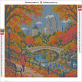 Thumbnail for Diamond painting adhesive canvas preview - Central Park Amber Footbridge