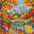Thumbnail for Central Park Amber Footbridge, 40x40 cm diamond painting – finished design preview with a close-up of round drills