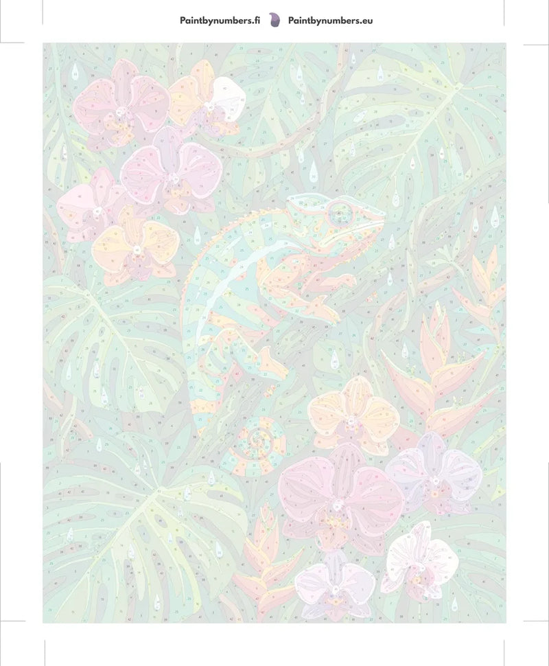 Paint by numbers numbered canvas - Chameleon and Orchids 40x50cm