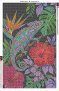 Thumbnail for Diamond painting adhesive canvas preview - Chameleon on Branch