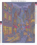Thumbnail for Diamond painting adhesive canvas preview - Charming Evening Village Street