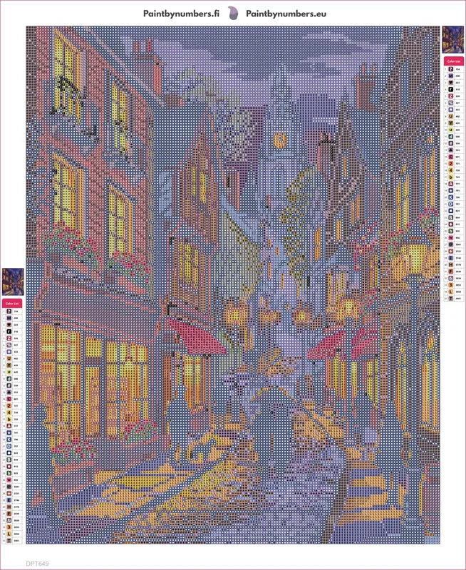 Diamond painting adhesive canvas preview - Charming Evening Village Street