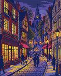 Thumbnail for Charming Evening Village Street, 40x50 cm diamond painting – full design preview without the close-up inset