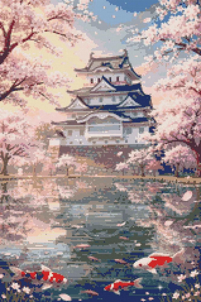 Diamond Pattern - Cherry Blossoms and Koi