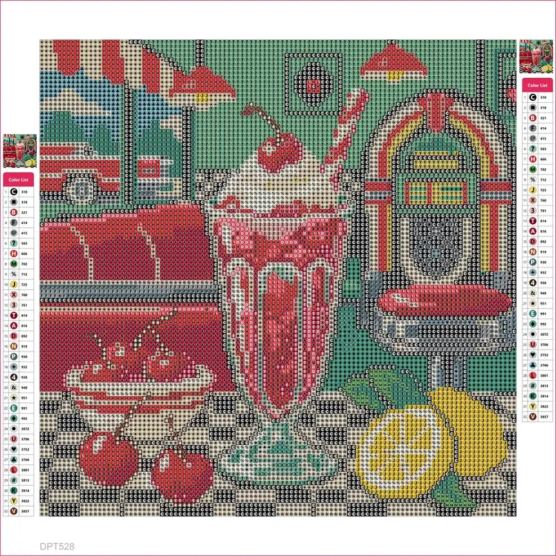 Diamond painting adhesive canvas preview - Cherry Fizz Checkerboard