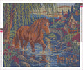 Thumbnail for Diamond painting adhesive canvas preview - Chestnut at the Willow Ford