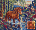 Thumbnail for Chestnut at the Willow Ford, 60x50 cm diamond painting – finished design preview with a close-up of round drills