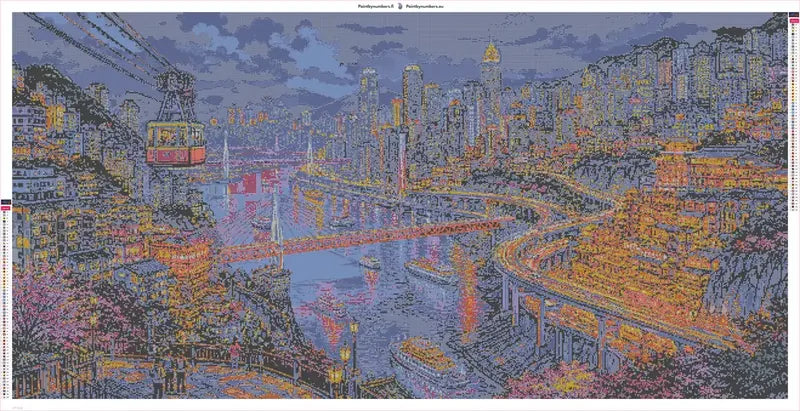 Chongqing at Night diamond painting adhesive canvas 160x80cm