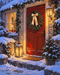 Thumbnail for Red door with Christmas wreath and snow paint by numbers.