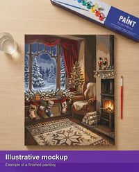 Thumbnail for Illustration of the finished paint by numbers - Christmas Living Room Scene 40x50cm