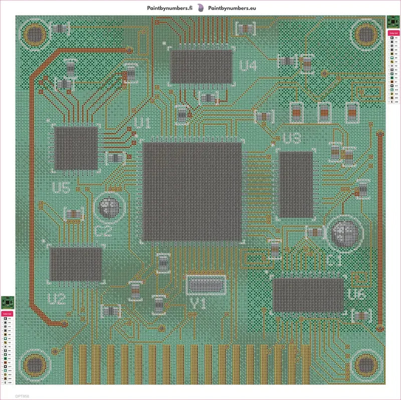 Diamond painting adhesive canvas preview - Circuit Board Close-Up