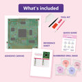 Thumbnail for What is included in the Circuit Board Close-Up diamond painting kit - adhesive canvas, reference sheet, tools and numbered drill bags
