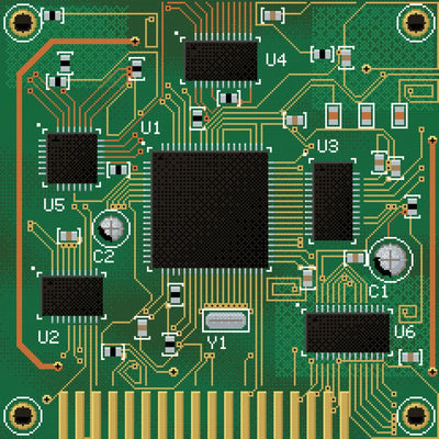 Circuit Board Close-Up, 60x60 cm diamond painting – finished design preview