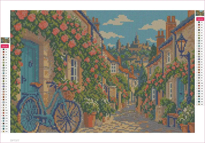 Diamond painting adhesive canvas preview - Circus Lane Bicycle Stop
