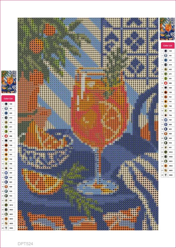 Diamond painting adhesive canvas preview - Citrus Spritz in the Sun