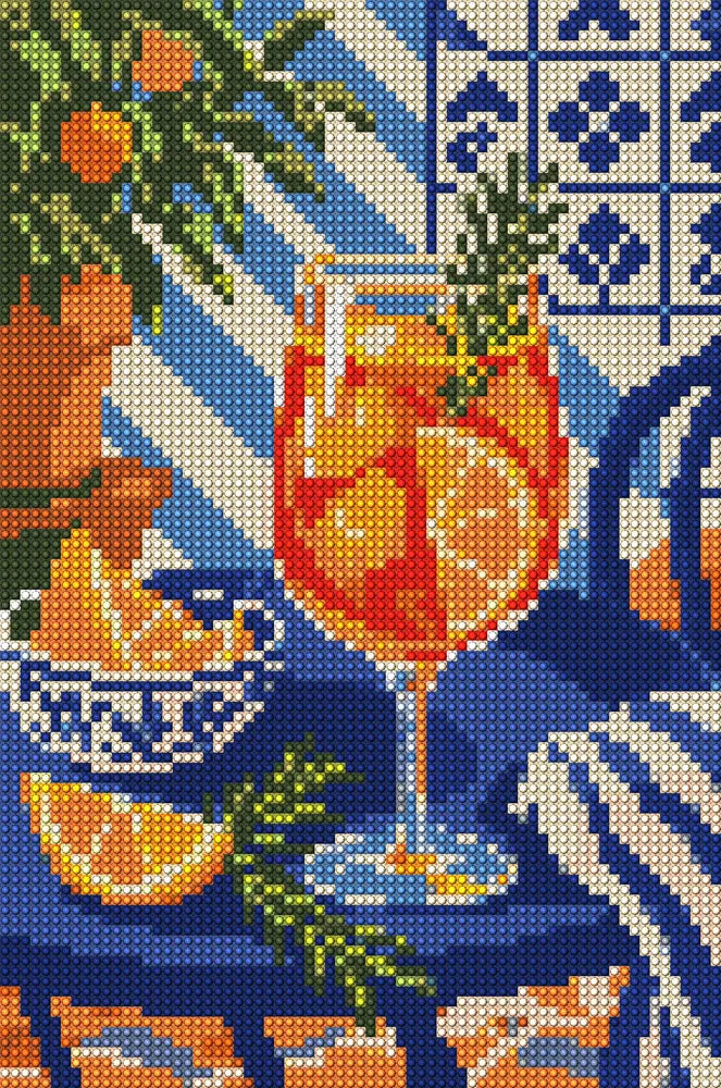 Citrus Spritz in the Sun, 20x30 cm diamond painting – full design preview without the close-up inset