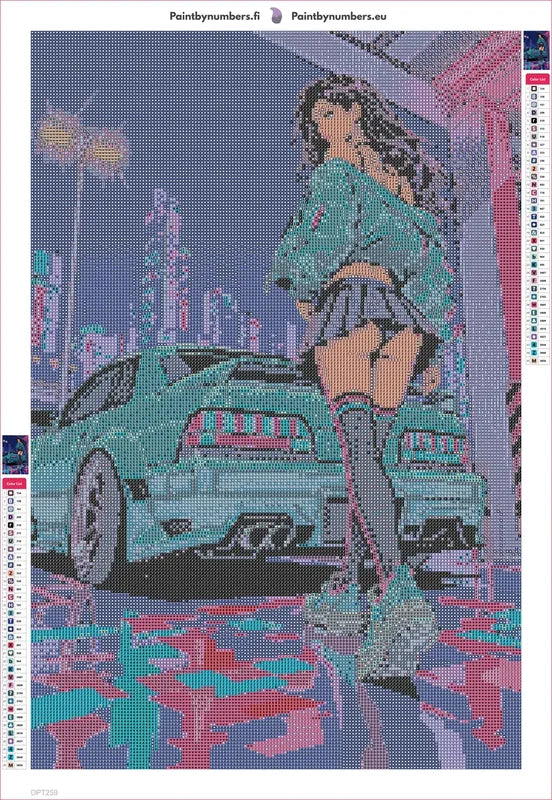 Diamond painting adhesive canvas preview - City Girl