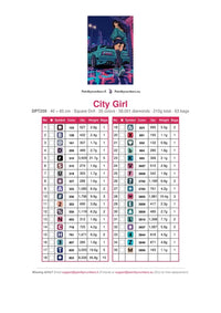 Thumbnail for DMC color chart for City Girl diamond painting - 35 colors