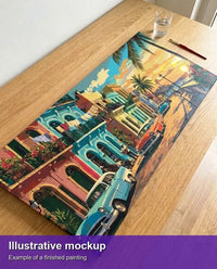Thumbnail for Illustration of the completed paint by numbers - Classic Cars on Havana Street 80x40cm