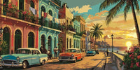 Thumbnail for Classic cars and colorful houses on a street in Havana Paint By Numbers.