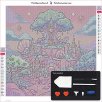 Thumbnail for Diamond painting canvas preview with tools - Clock Tree